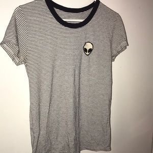 Cute striped shirt with alien patch